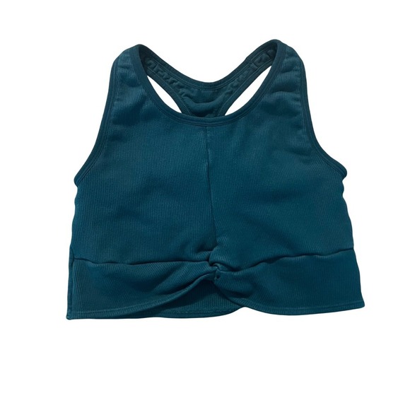 Fabletics Other - Fabletics Ribbed Twist Front Sports Bra Teal Blue Crop Yoga Top size S (0911)